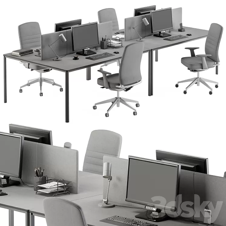 employee Desk Gray Set – Office Furniture 237 3D Model employee Desk Gray Set – Office Furniture 237 3D Model