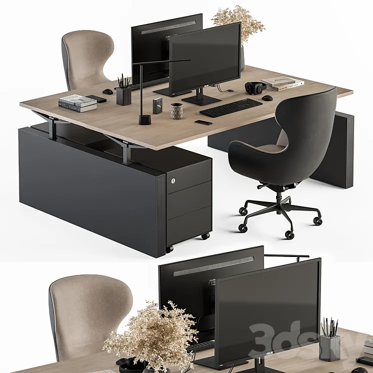 Employee Set – Office Furniture 427 3D Model Free Download