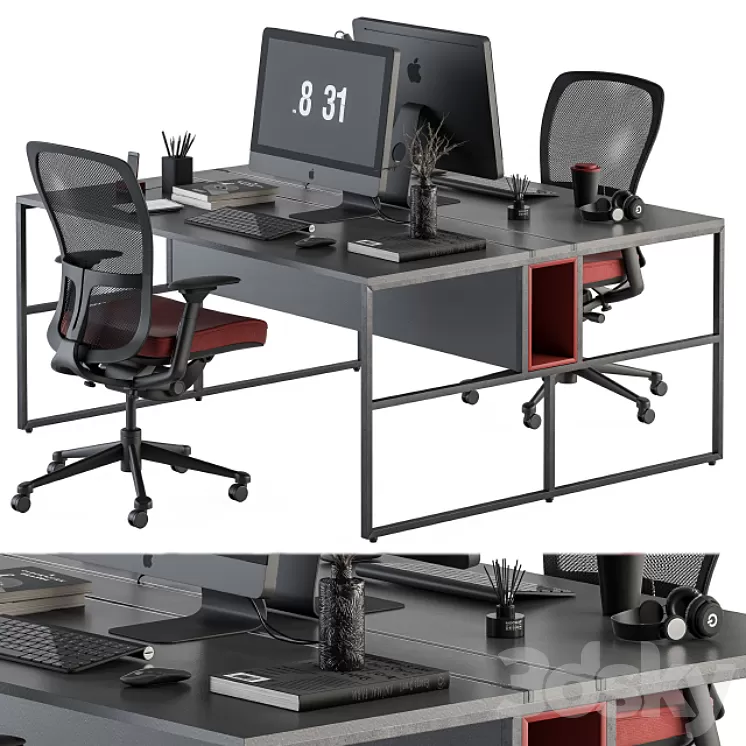 employee Set Red and Black – Office Furniture 245 3D Model employee Set Red and Black – Office Furniture 245 3D Model