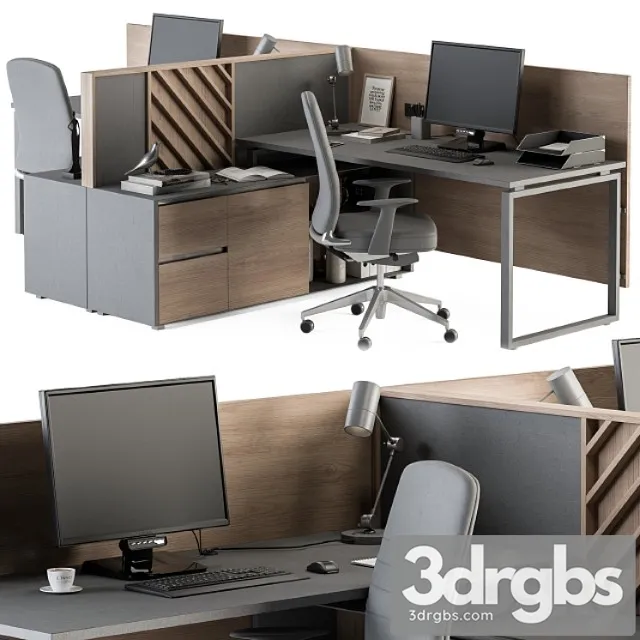 Employee Set Wood and Gray Office Furniture 250 3D Model Download Employee Set Wood and Gray Office Furniture 250 3D Model Download