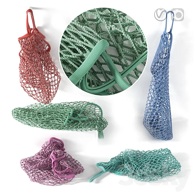 Empty string bags 3D Model Empty string bags 3D Model