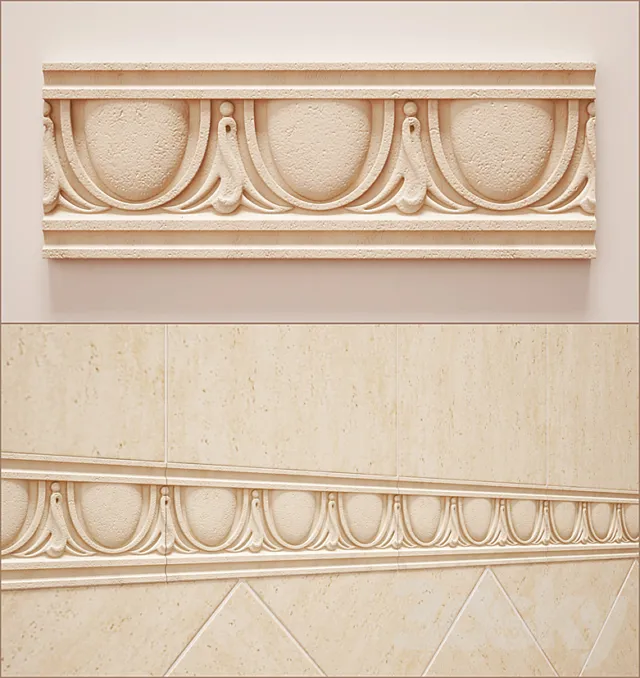 Engraved Listelo Palazzo Beige 3D Model
