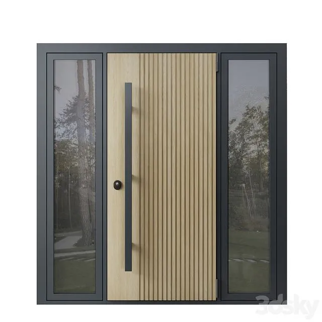 Entrance door with transoms to cottage 03 3D Model