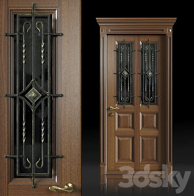 Entrance door with wrought-iron grille 3DModel