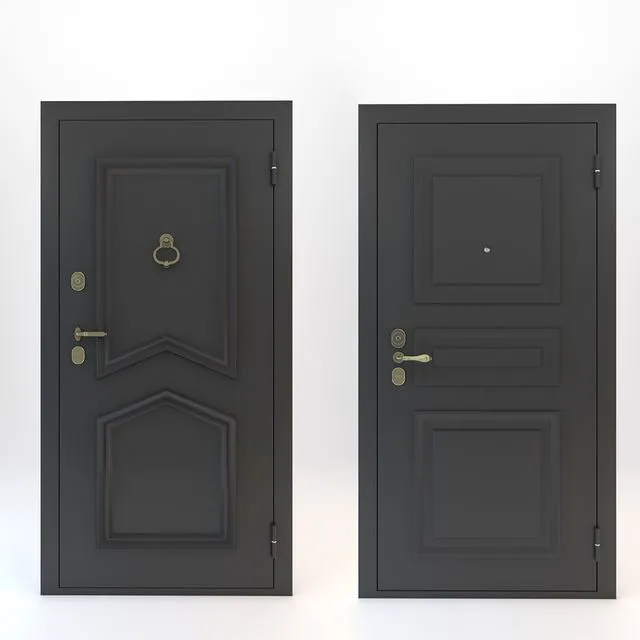 Entrance doors with decorative overlays 3D Model