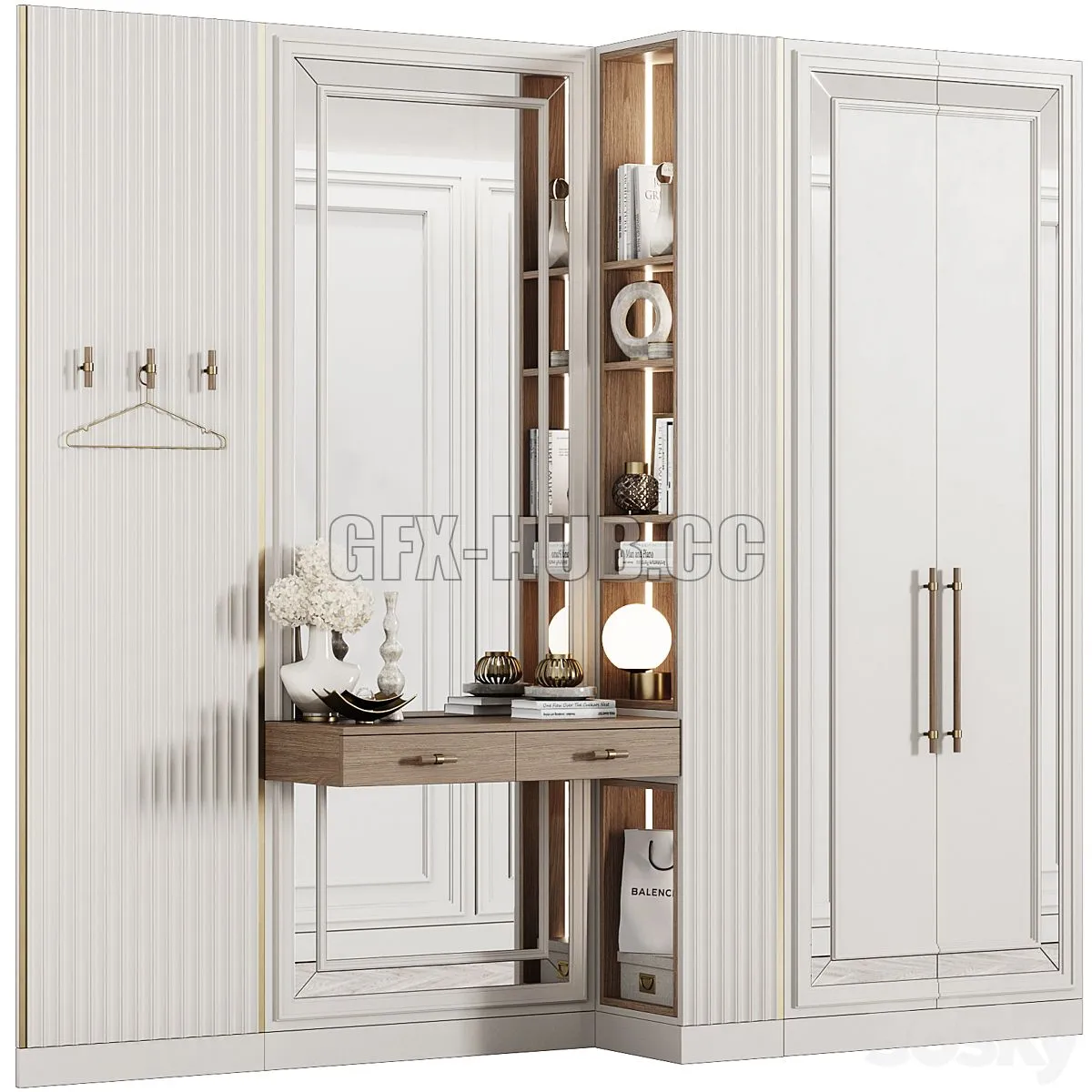 Entrance hall modular in neoclassical style 06 3D Model Entrance hall modular in neoclassical style 06 3D Model