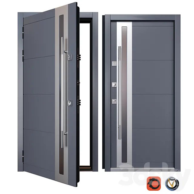 Entrance metal door Inox S-2 (Your Frame) 3D Model