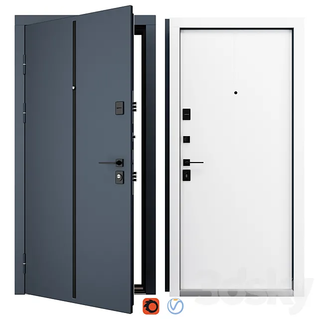 Entrance metal door Line (Fort) 3D Model