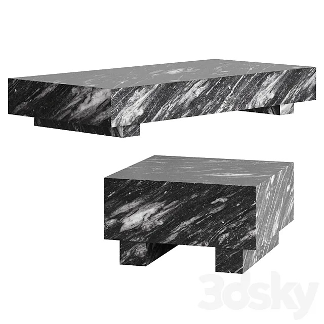 Enyo Gray Marble Coffee Tables By Crate&Barrel 3D Model Enyo Gray Marble Coffee Tables By Crate&Barrel 3D Model
