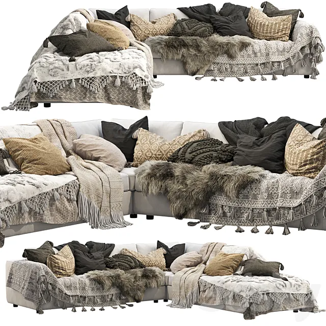 EQ3 Cello 3-Piece Sectional Sofa 3D Model EQ3 Cello 3-Piece Sectional Sofa 3D Model