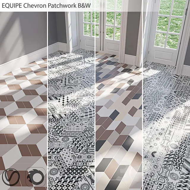 EQUIPE Chevron _ Patchwork B & W _ Blanco _ Crema _ Gris _ Marron _ Negro 3DModel EQUIPE Chevron _ Patchwork B & W _ Blanco _ Crema _ Gris _ Marron _ Negro 3DModel