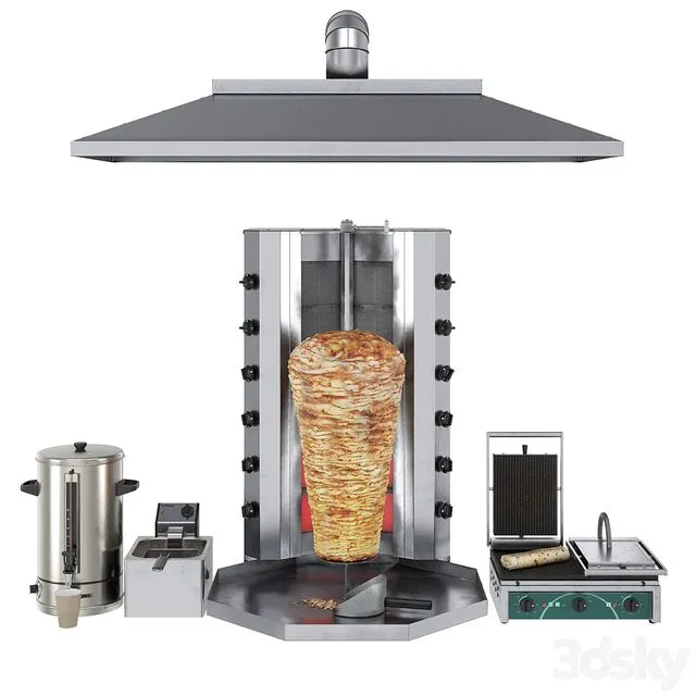 Equipment for Shawarma cafe 3D Model