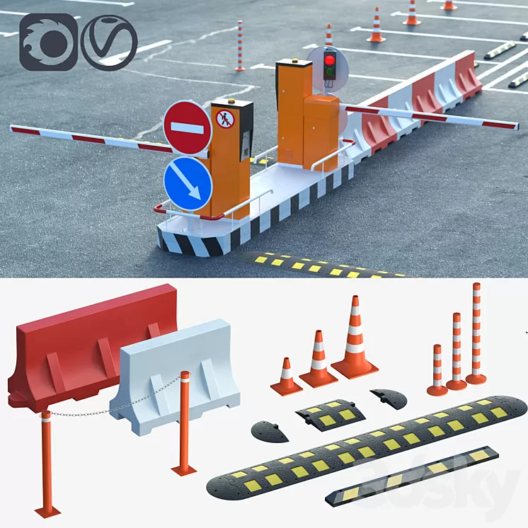 Equipment for the creation of parking lots road fences 3D Model