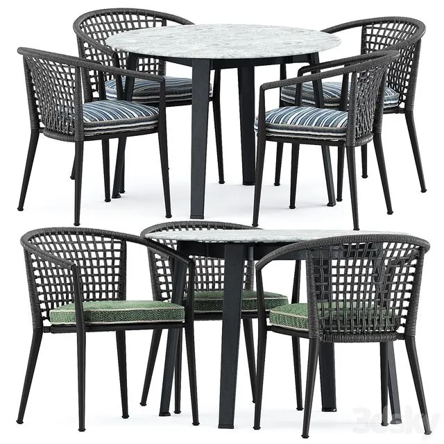 Erica 19 chair and Ginepro round Outdoor table by bebitalia 3D Model