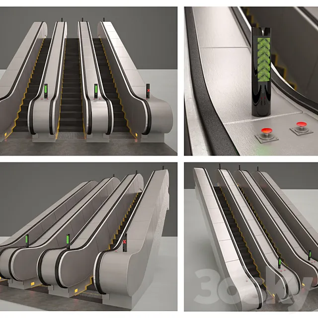 Escalator for subway 3D Model Escalator for subway 3D Model