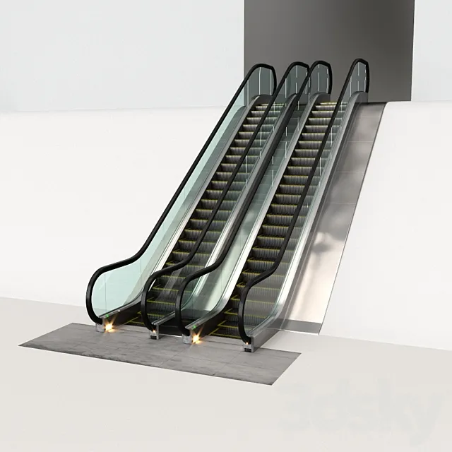 Escalators animated 3D Model Escalators animated 3D Model