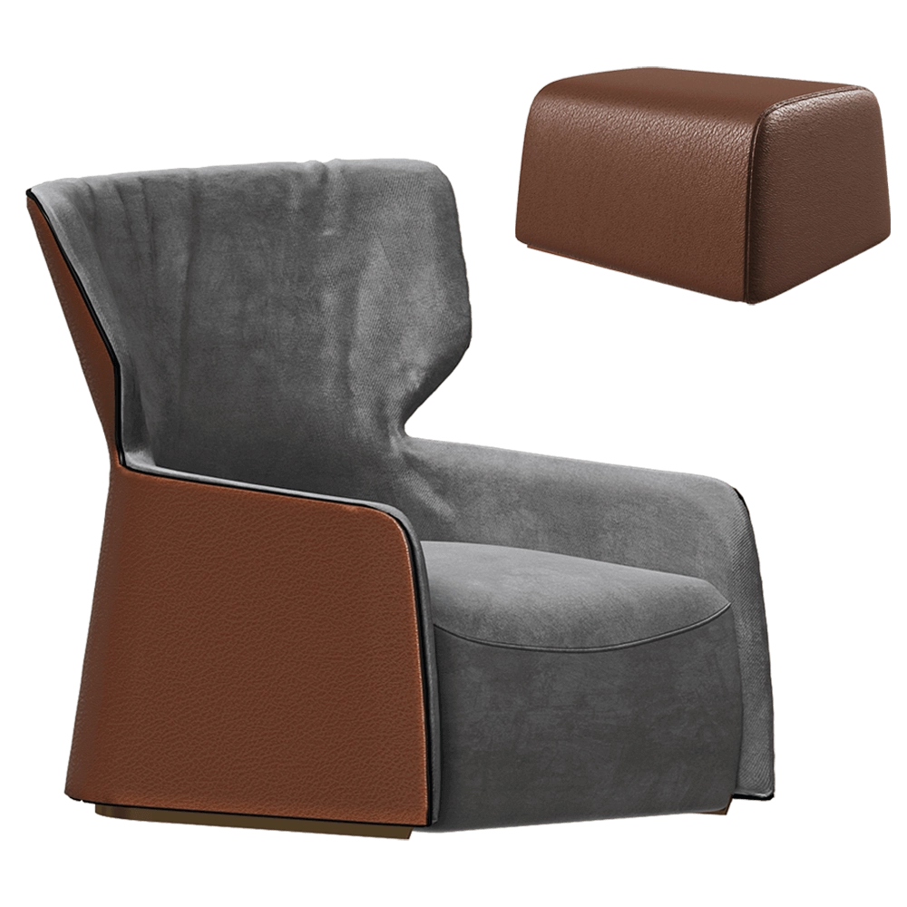Esedra Design – Armchair and footstool Ilary Bergere 3D Model Esedra Design – Armchair and footstool Ilary Bergere 3D Model