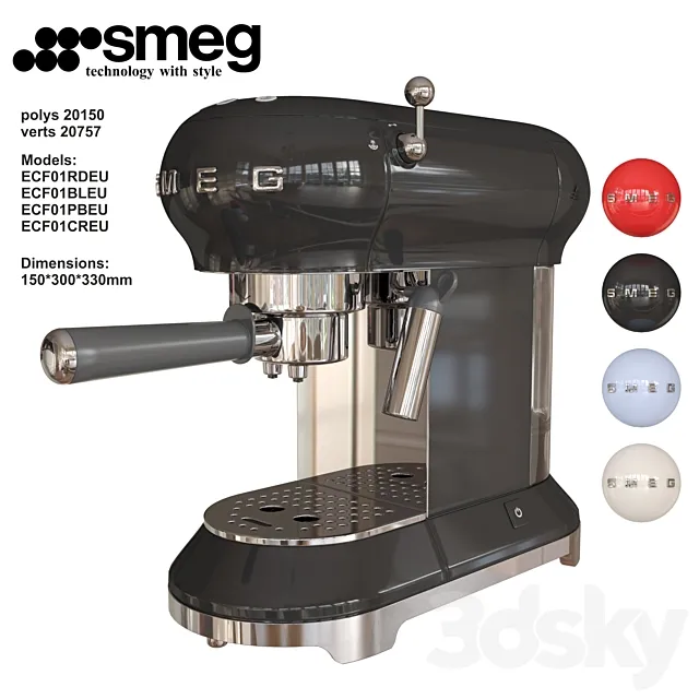 Espresso coffee machine SMEG ECF01 3D Model