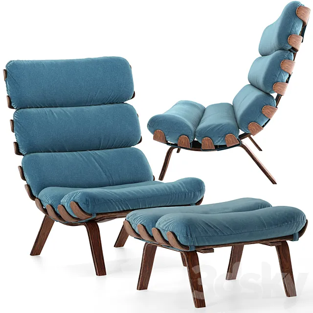 Essey armchair and ottoman (GreenThree) 3D Model
