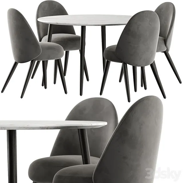 Esstisch Chantilly table and Identites chairs 3D Model Esstisch Chantilly table and Identites chairs 3D Model