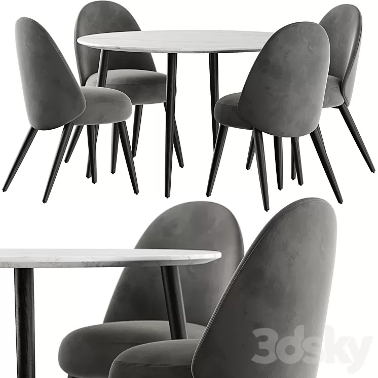 Esstisch Chantilly table and Identites chairs 3D Model Free Download