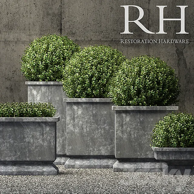 estate zinc footed planters 3D Model estate zinc footed planters 3D Model