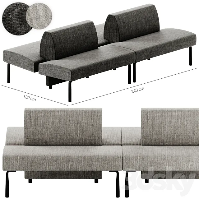 Et al AMBIT 1055 Fabric bench seating Sofa 3D Model Et al AMBIT 1055 Fabric bench seating Sofa 3D Model