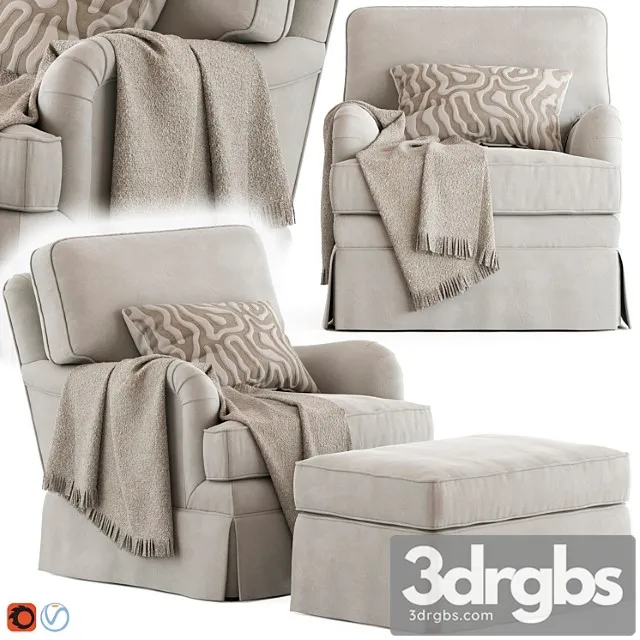 Ethan Allen Monica Armchair and Ottoman 3D Model Download