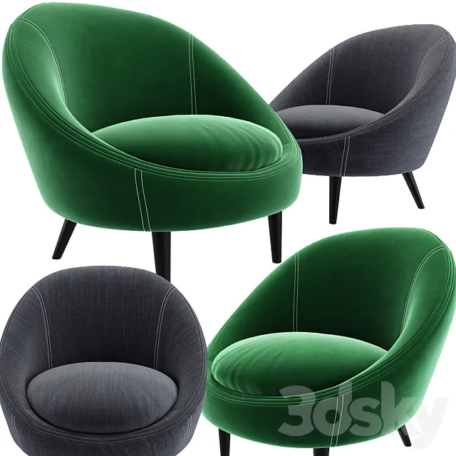 Ether Padded Armchair 3D Model Ether Padded Armchair 3D Model