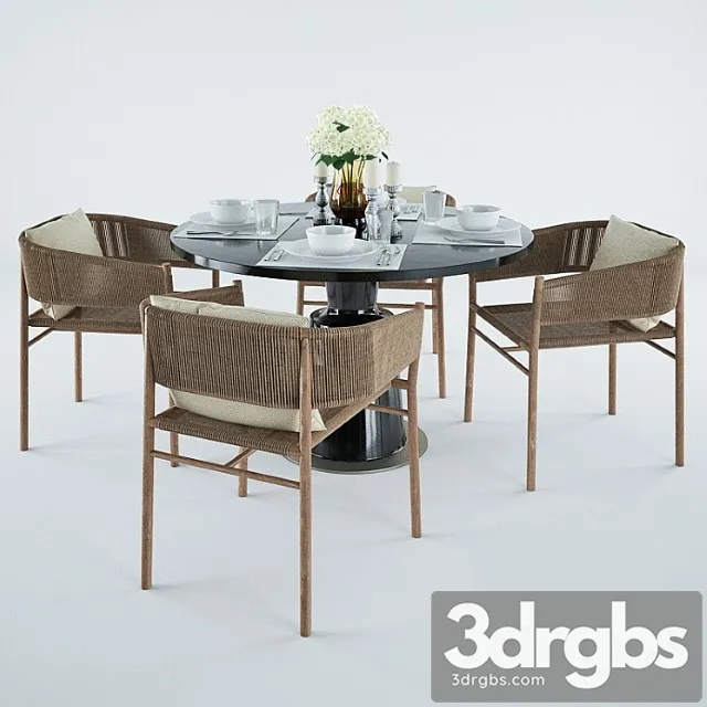 Ethimo kilt dining armchair & holly hunt peso table 2 3D Model Download Ethimo kilt dining armchair & holly hunt peso table 2 3D Model Download