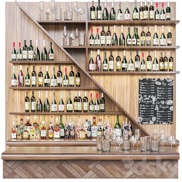 Ethnic bar with alcohol 3D Model Free Download