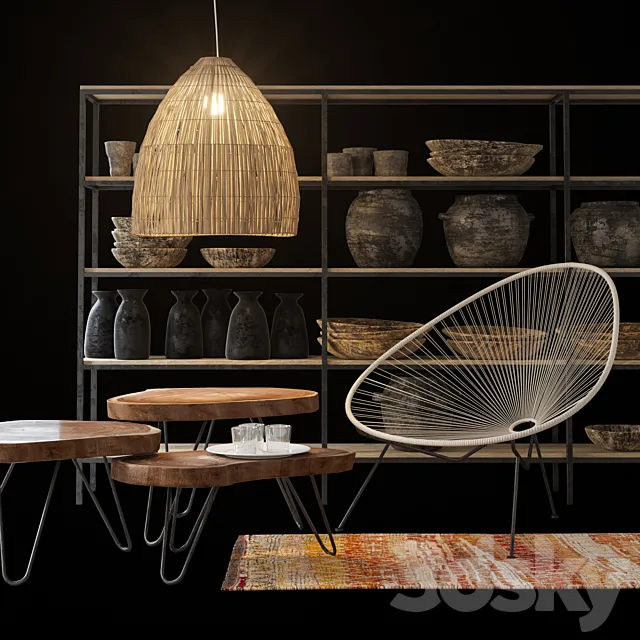 Ethnic decor set 3D Model Ethnic decor set 3D Model