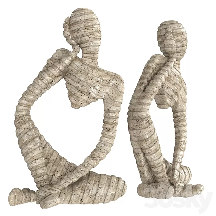 Ethnic statuette of a woman from travertine 3D Model Free Download