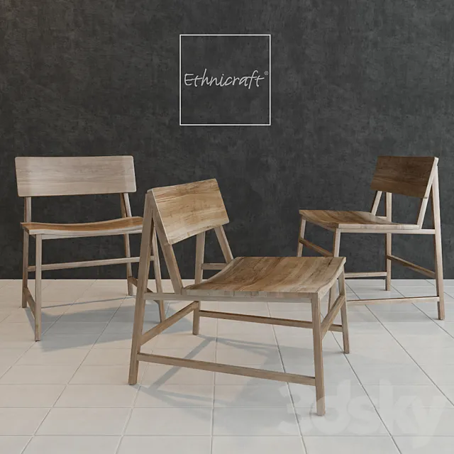 ethnicraft n chairs teak 14685 and 14686 3D Model