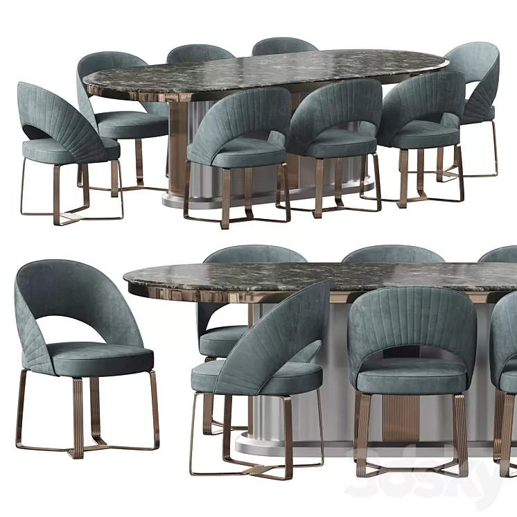 Etra dining table and chairs 3D Model Free Download