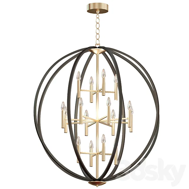 Euclid Chandelier Spanish Bronze 3D Model