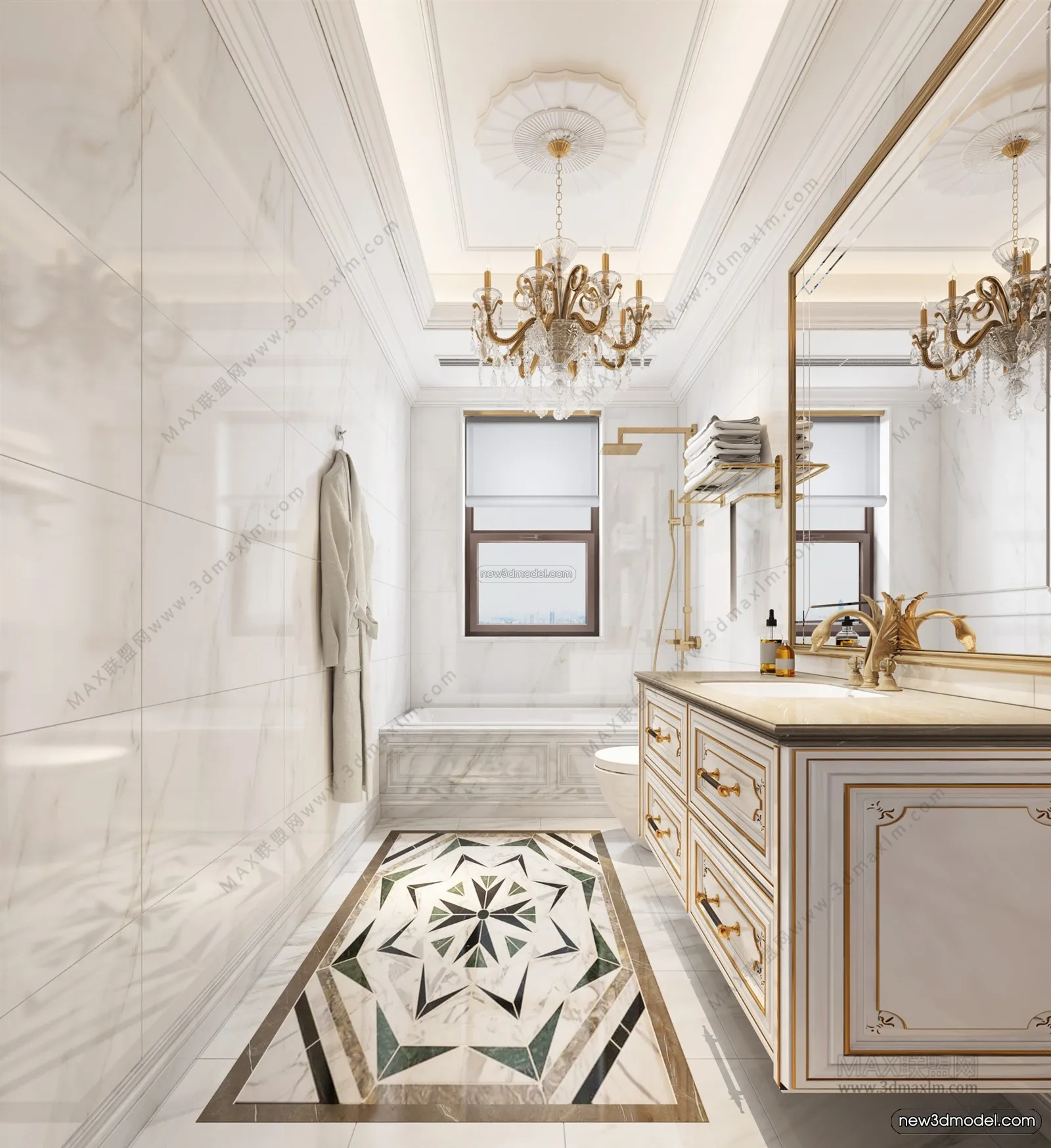 Europe Style Interior 3D Blocks – Bathroom 3D Model – 319 – VRAY