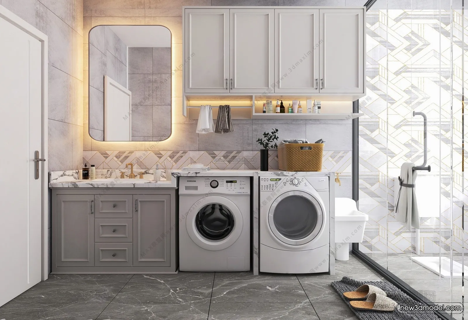 Europe Style Interior 3D Blocks – Bathroom 3D Model – 321 – VRAY