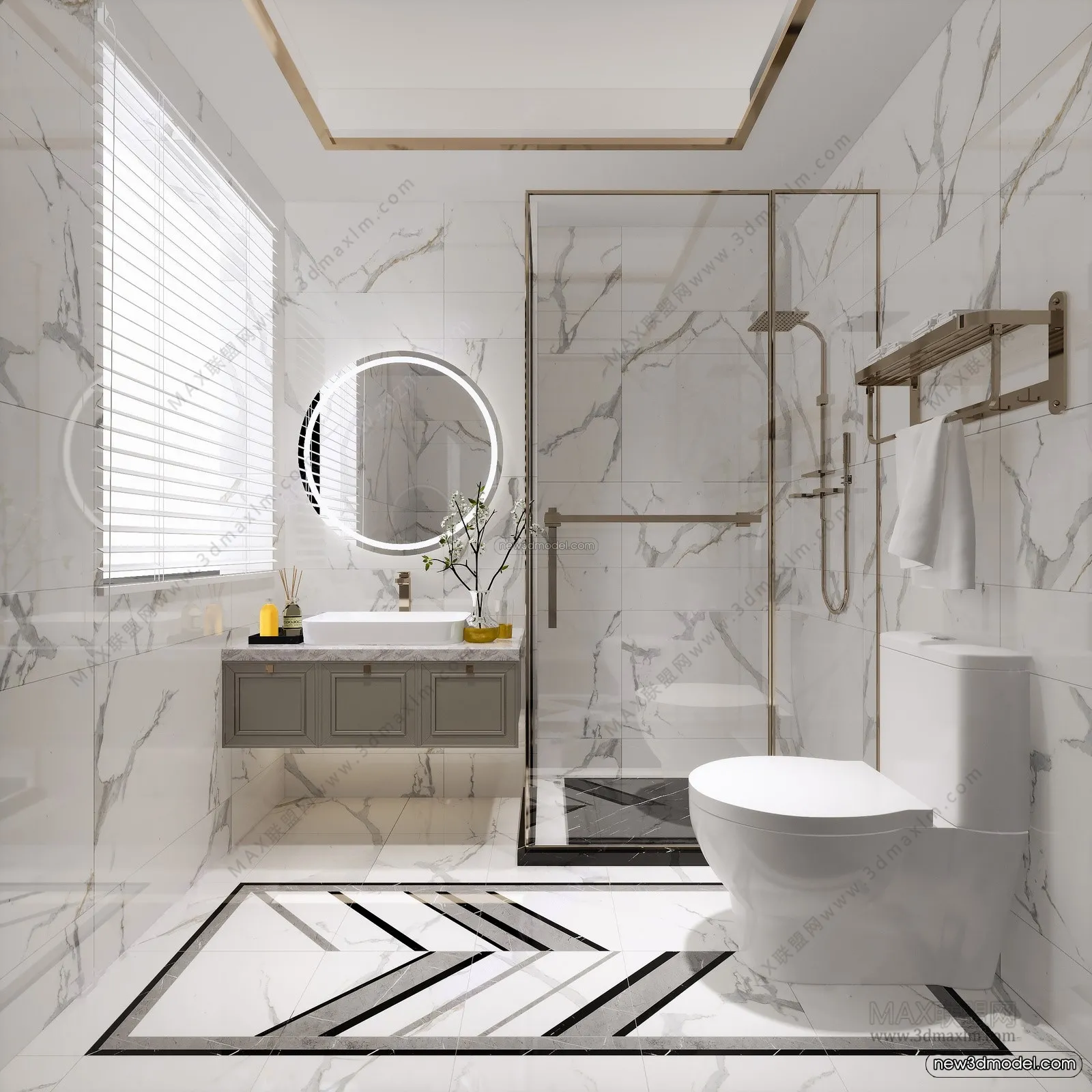 Europe Style Interior 3D Blocks – Bathroom 3D Model – 322 – VRAY