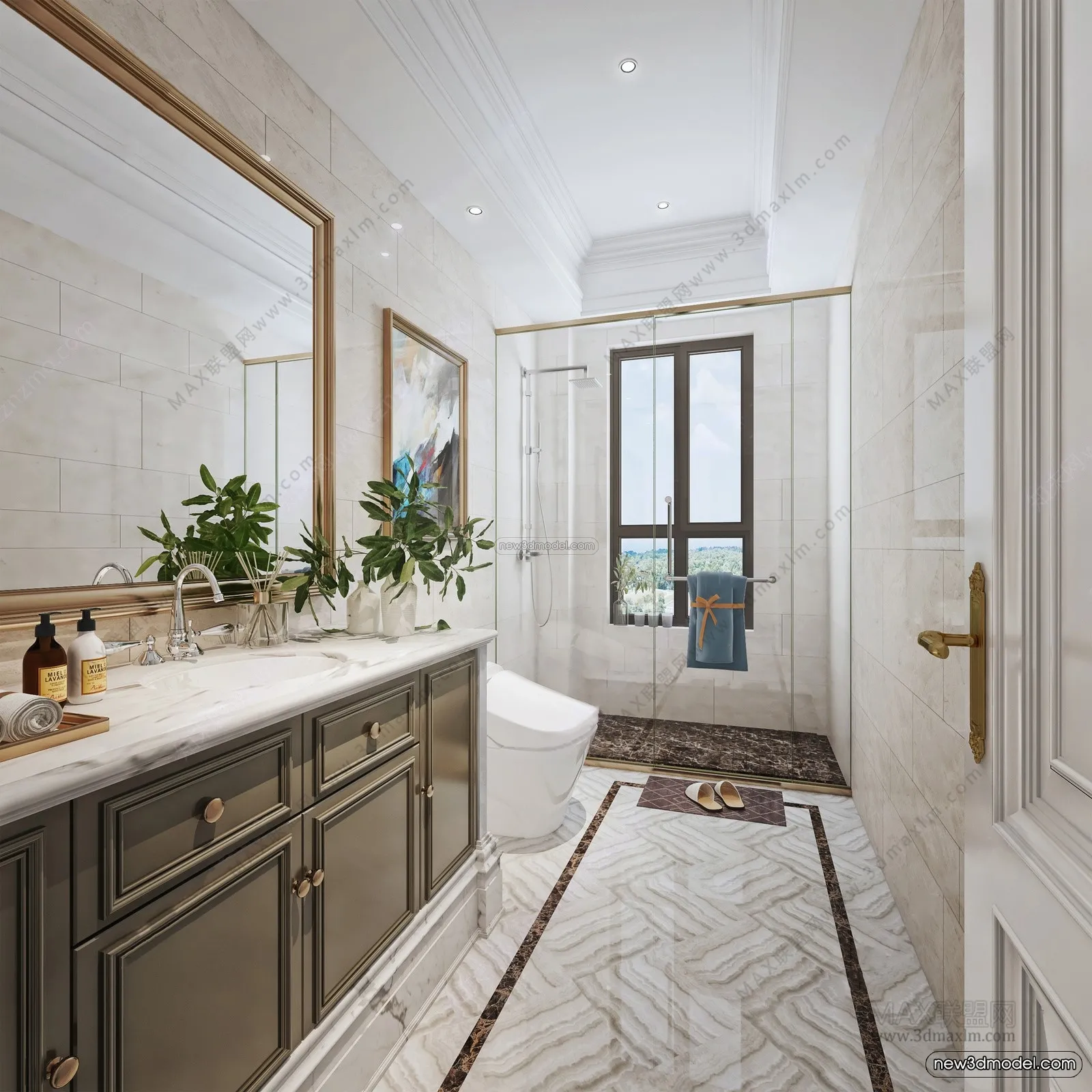 Europe Style Interior 3D Blocks – Bathroom 3D Model – 325 – VRAY