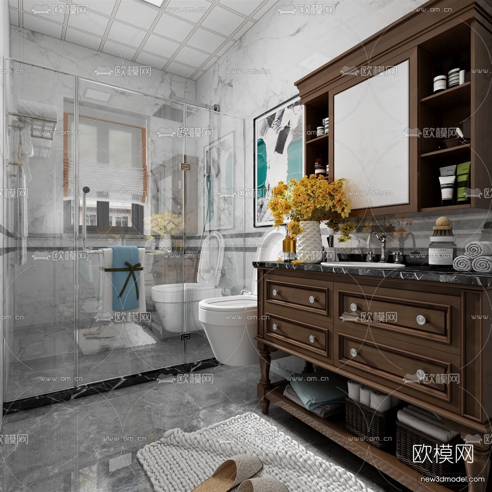 Europe Style Interior 3D Blocks – Bathroom 3D Model – 329 – VRAY