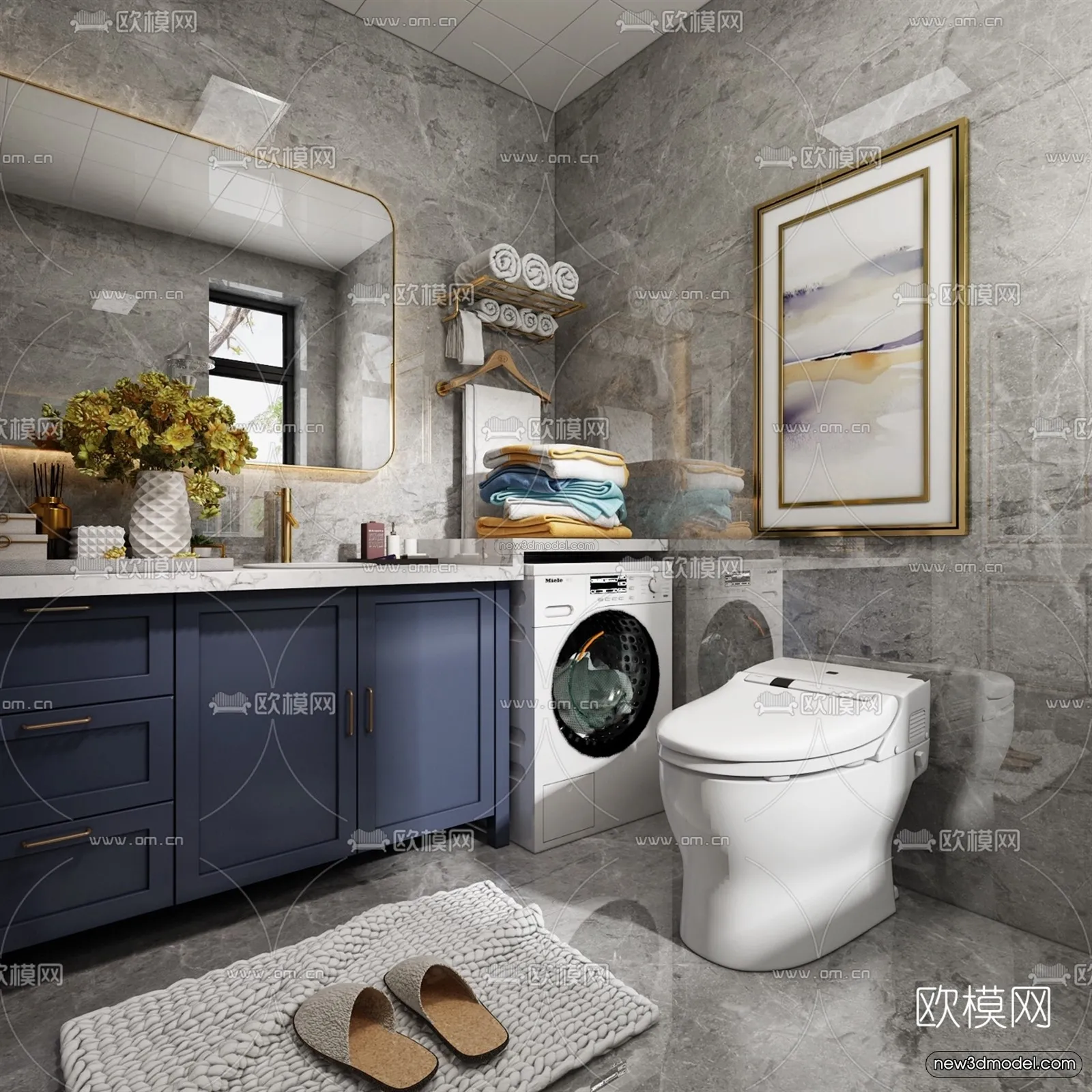 Europe Style Interior 3D Blocks – Bathroom 3D Model – 331 – VRAY