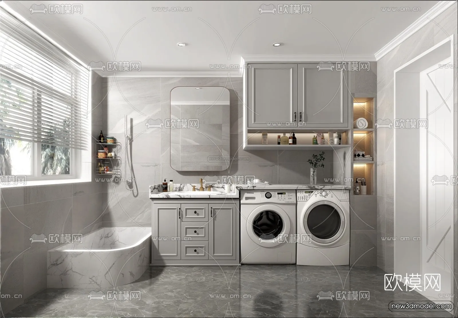 Europe Style Interior 3D Blocks – Bathroom 3D Model – 332 – VRAY