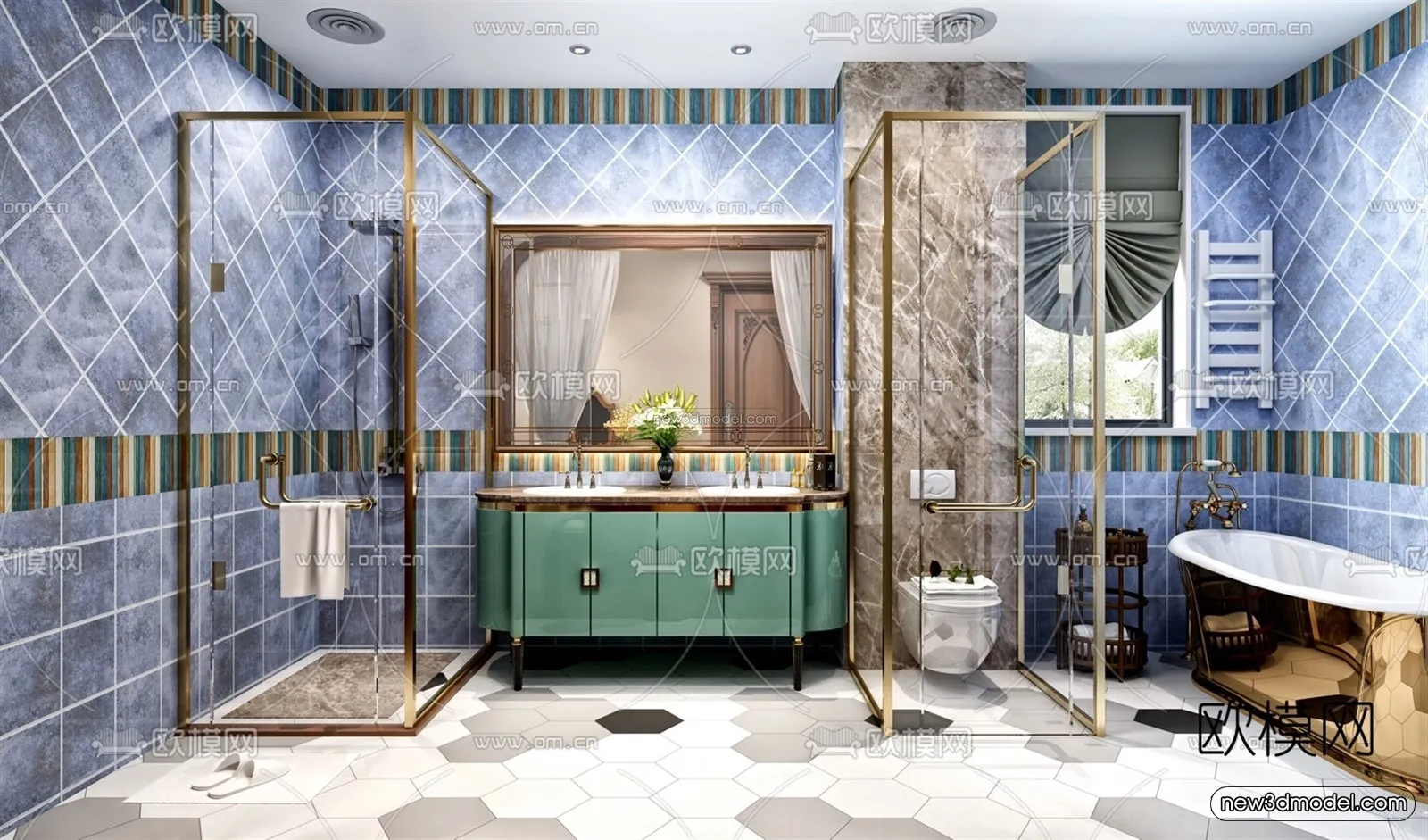 Europe Style Interior 3D Blocks – Bathroom 3D Model – 334 – VRAY