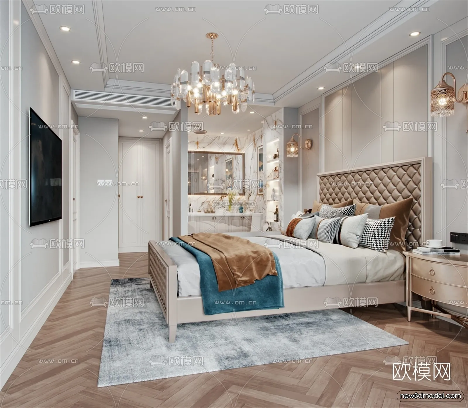 Europe Style Interior 3D Blocks – Bedroom 3D Model – 221 – VRAY Europe Style Interior 3D Blocks – Bedroom 3D Model – 221 – VRAY