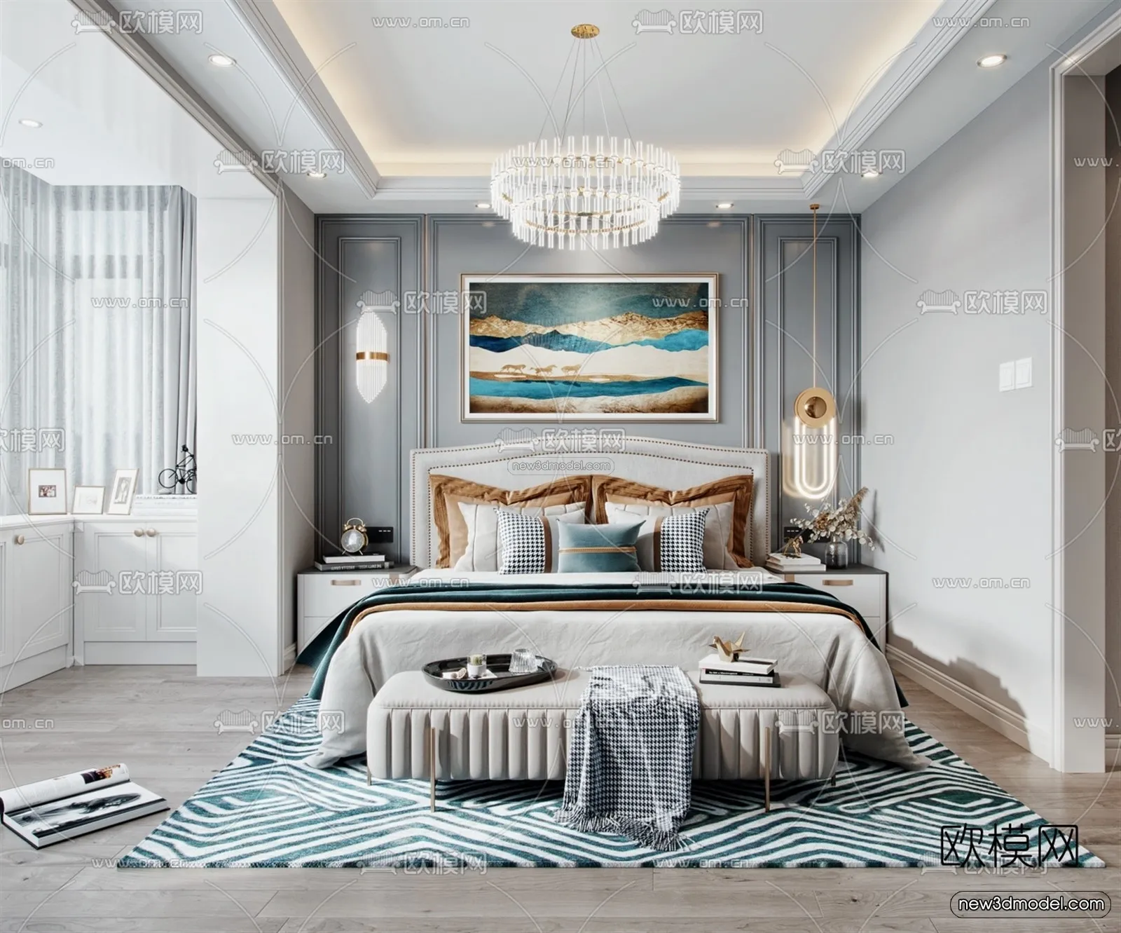 Europe Style Interior 3D Blocks – Bedroom 3D Model – 222 – VRAY Europe Style Interior 3D Blocks – Bedroom 3D Model – 222 – VRAY