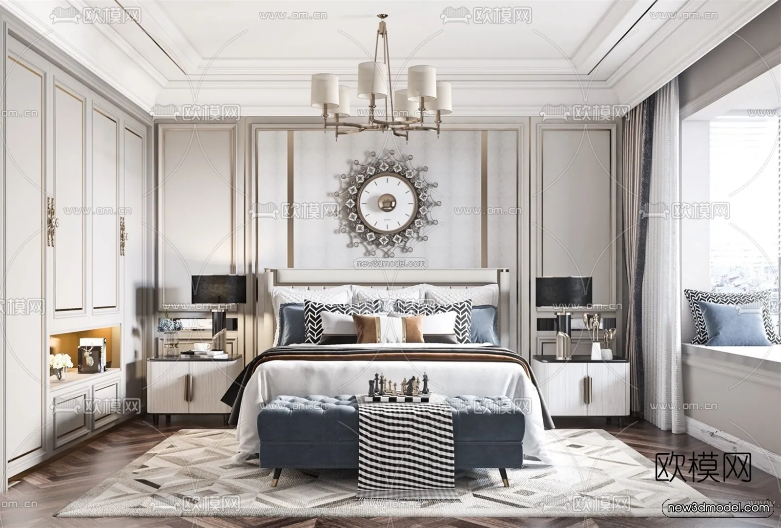 Europe Style Interior 3D Blocks – Bedroom 3D Model – 223 – VRAY Europe Style Interior 3D Blocks – Bedroom 3D Model – 223 – VRAY