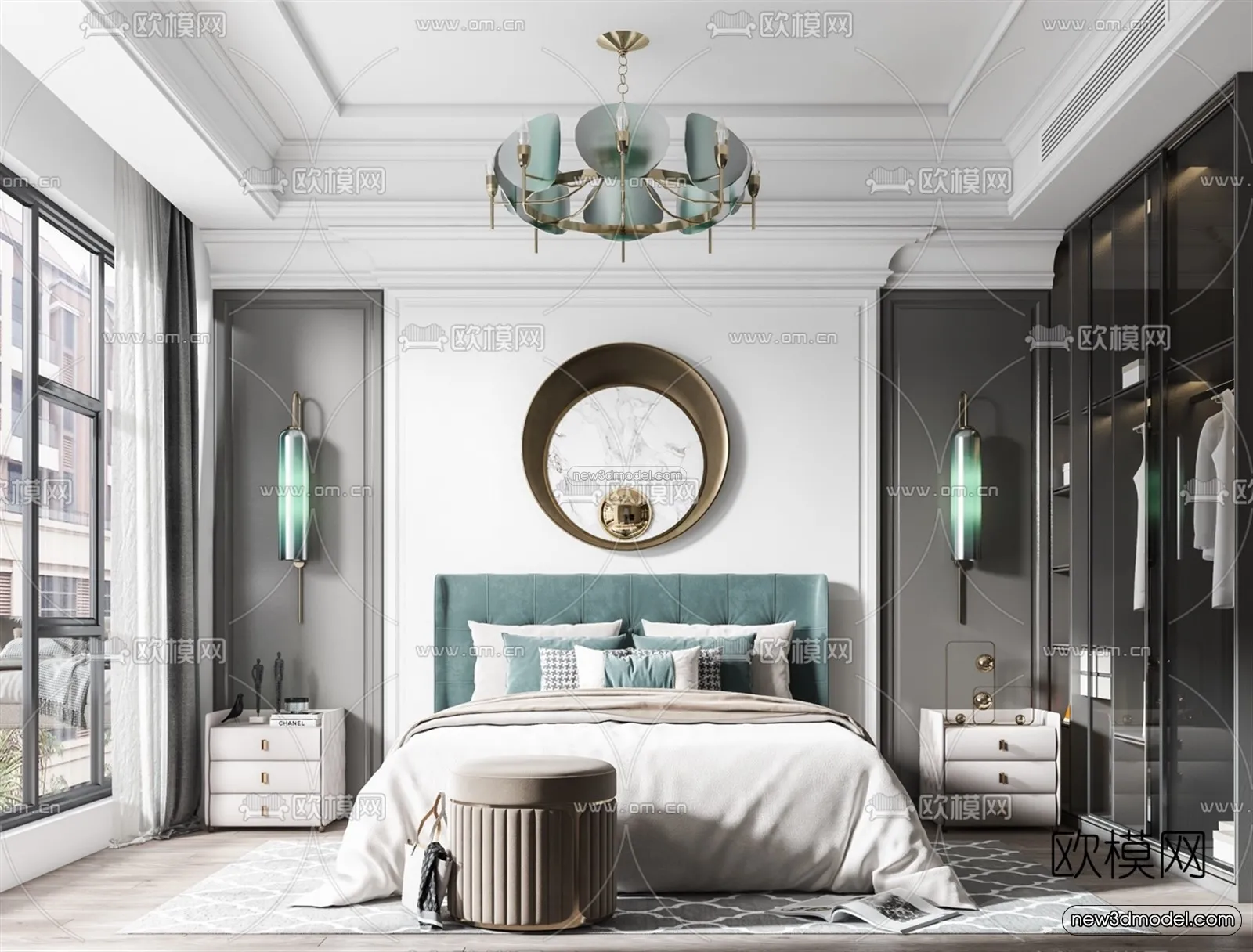 Europe Style Interior 3D Blocks – Bedroom 3D Model – 228 – VRAY