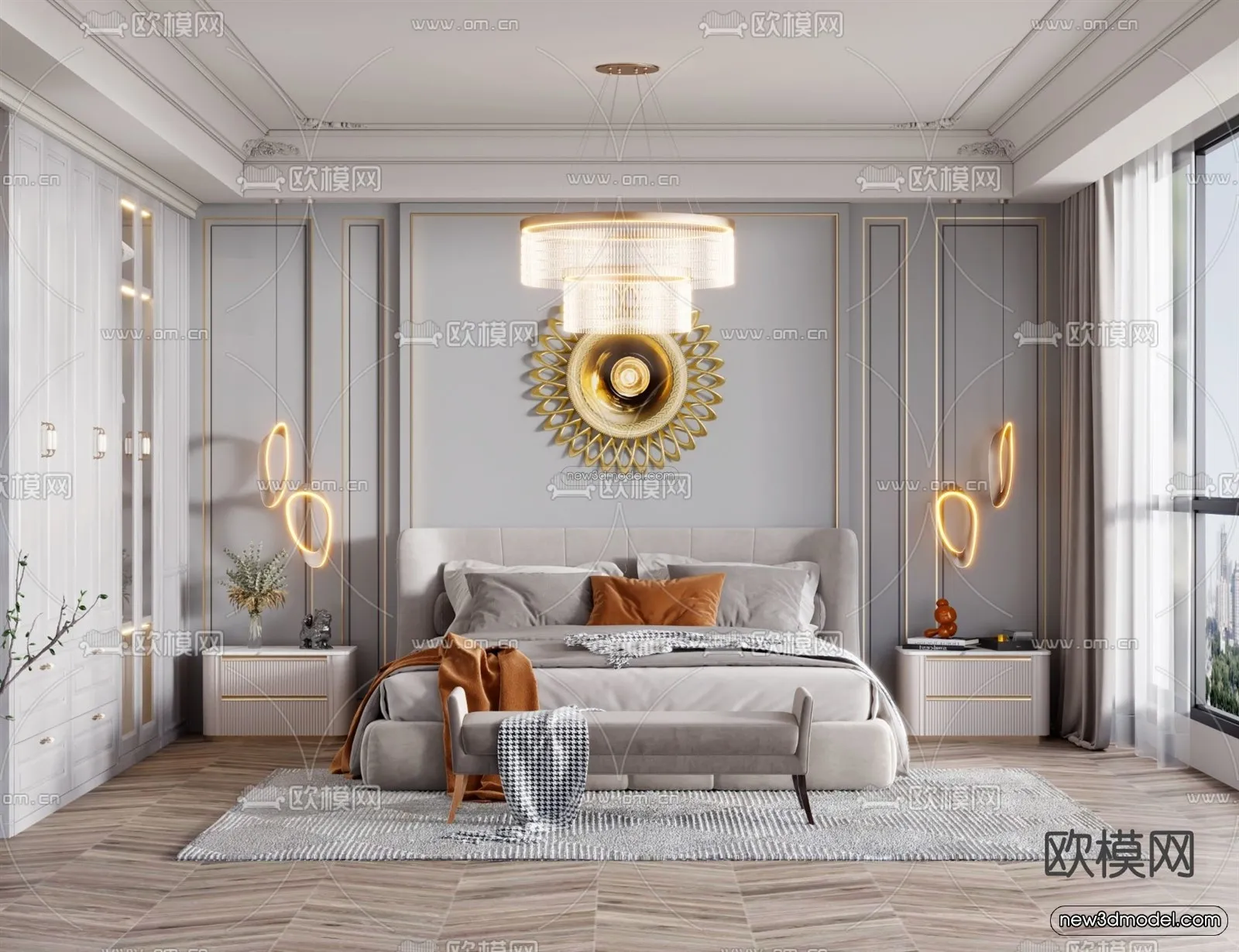 Europe Style Interior 3D Blocks – Bedroom 3D Model – 234 – VRAY