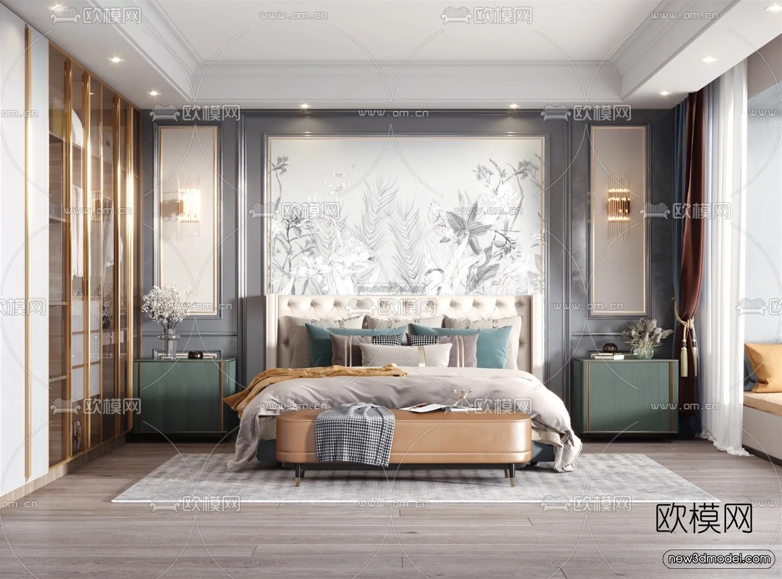 Europe Style Interior 3D Blocks – Bedroom 3D Model – 235 – VRAY